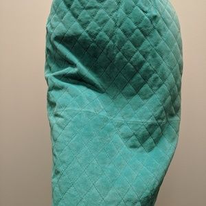 Valentino vintage Teal Silk lined suede skirt